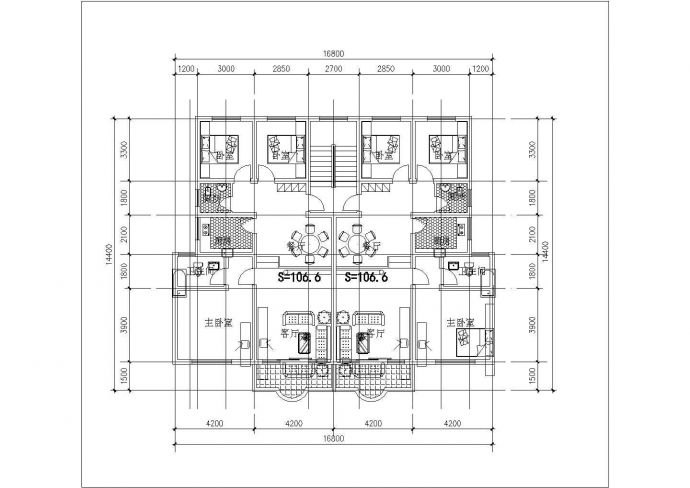 百余套中高层住宅楼平面户型设计方案图_图1