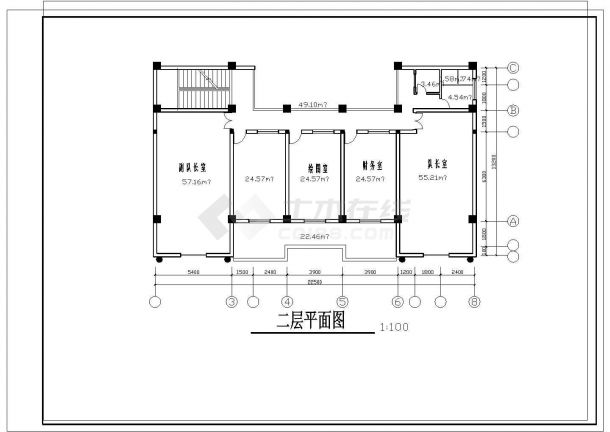 某地勘探队办公楼建筑设计图-图一