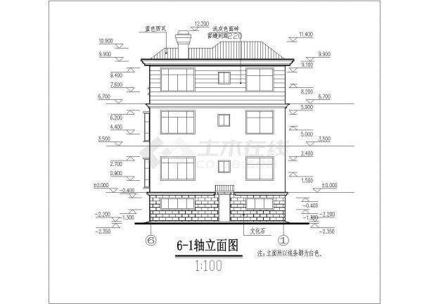 某地区3层剖屋面农村别墅建筑设计方案-图二