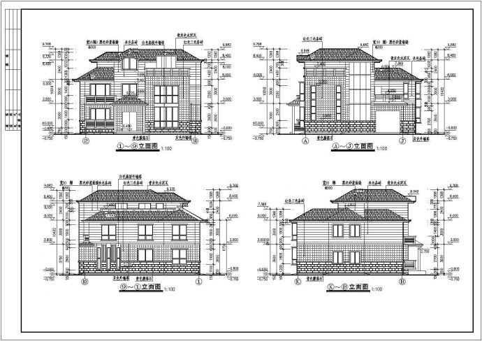 某地两套3层框架结构别墅建筑施工图_图1