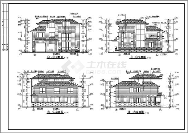 某地两套3层框架结构别墅建筑施工图-图二