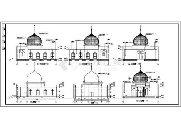 某地区小型清真寺建筑设计施工图纸-图一