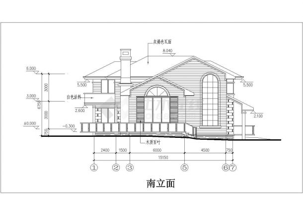 某二层框架结构小区别墅建筑方案图-图一
