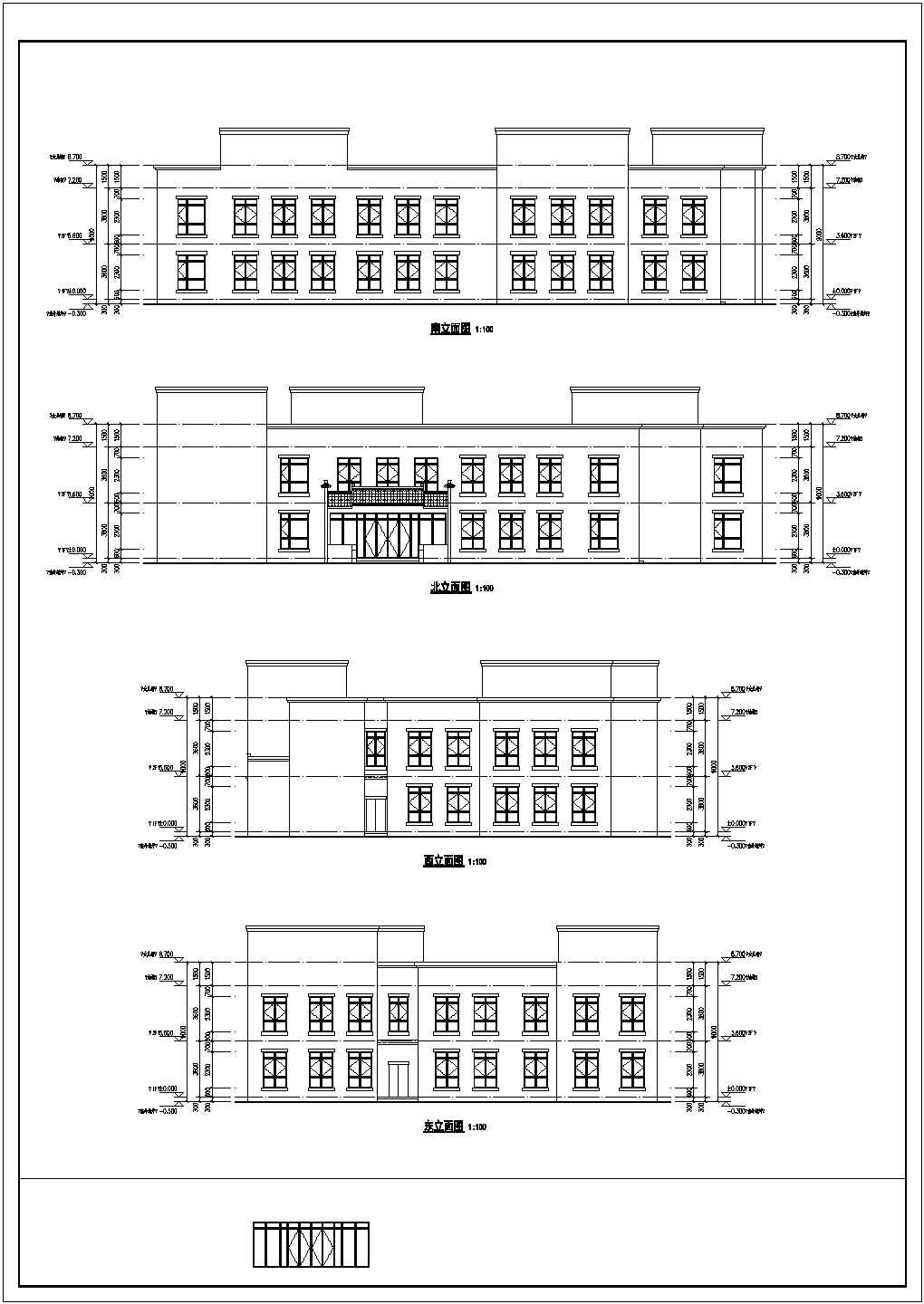 某小区二层框架结构幼儿园建筑方案设计图