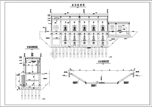 某处泵站及泵房结构图及总布置图纸-图二