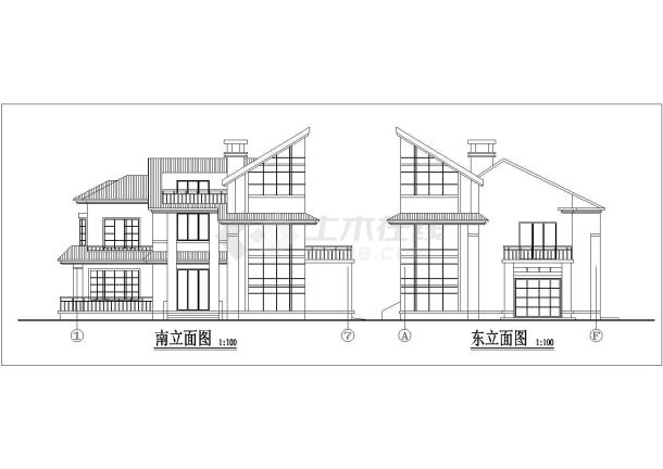 某地区二层小别墅建筑设计方案图纸-图一