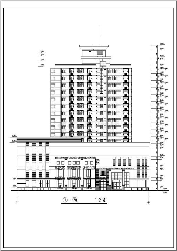 某地十五层办公综合楼方案设计图-图一