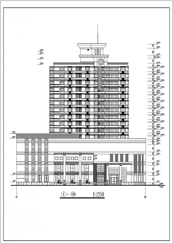 某地十五层办公综合楼方案设计图_图1