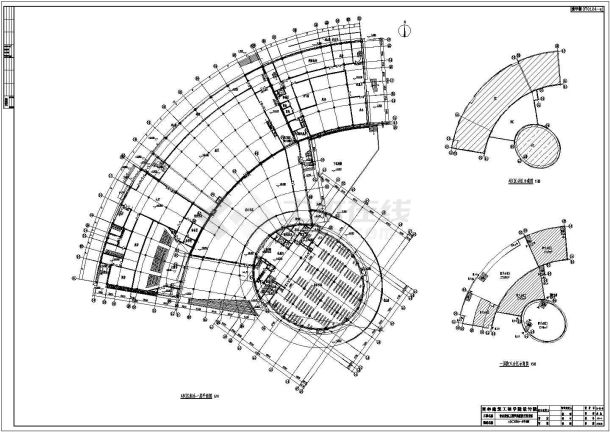 某高校五层扇型图书馆建筑设计平面图-图一