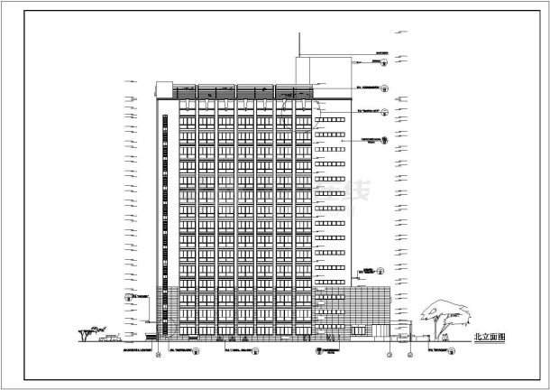 某地十五层某办公楼建筑施工图-图一