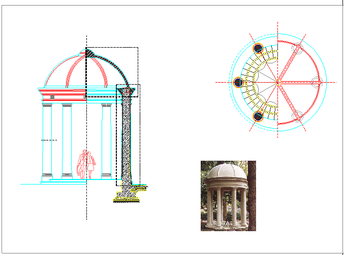 简欧混凝土凉亭设计CAD施工图纸_图1