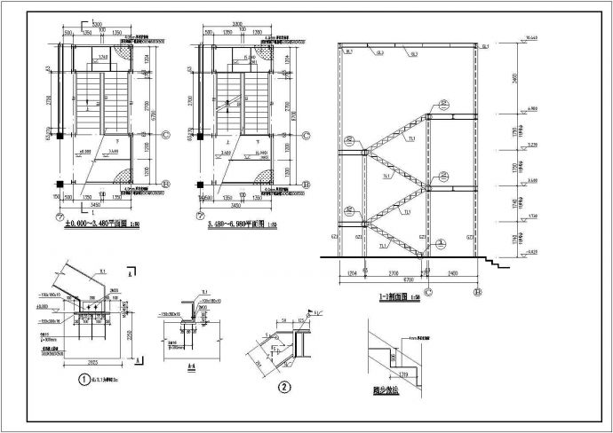 某地教学楼钢楼梯结构设计施工图纸_图1