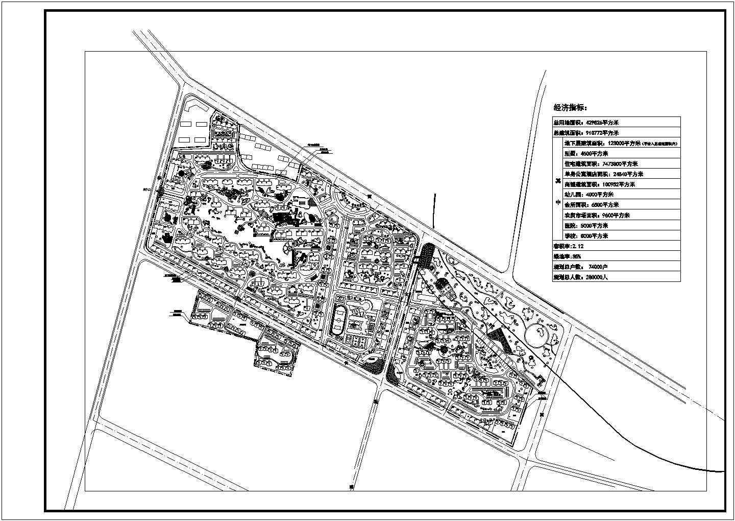 花湖住宅小区规划设计总平面布置图