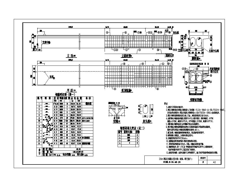 某20m预应力混凝土空心板B级（边板）节点构造详图