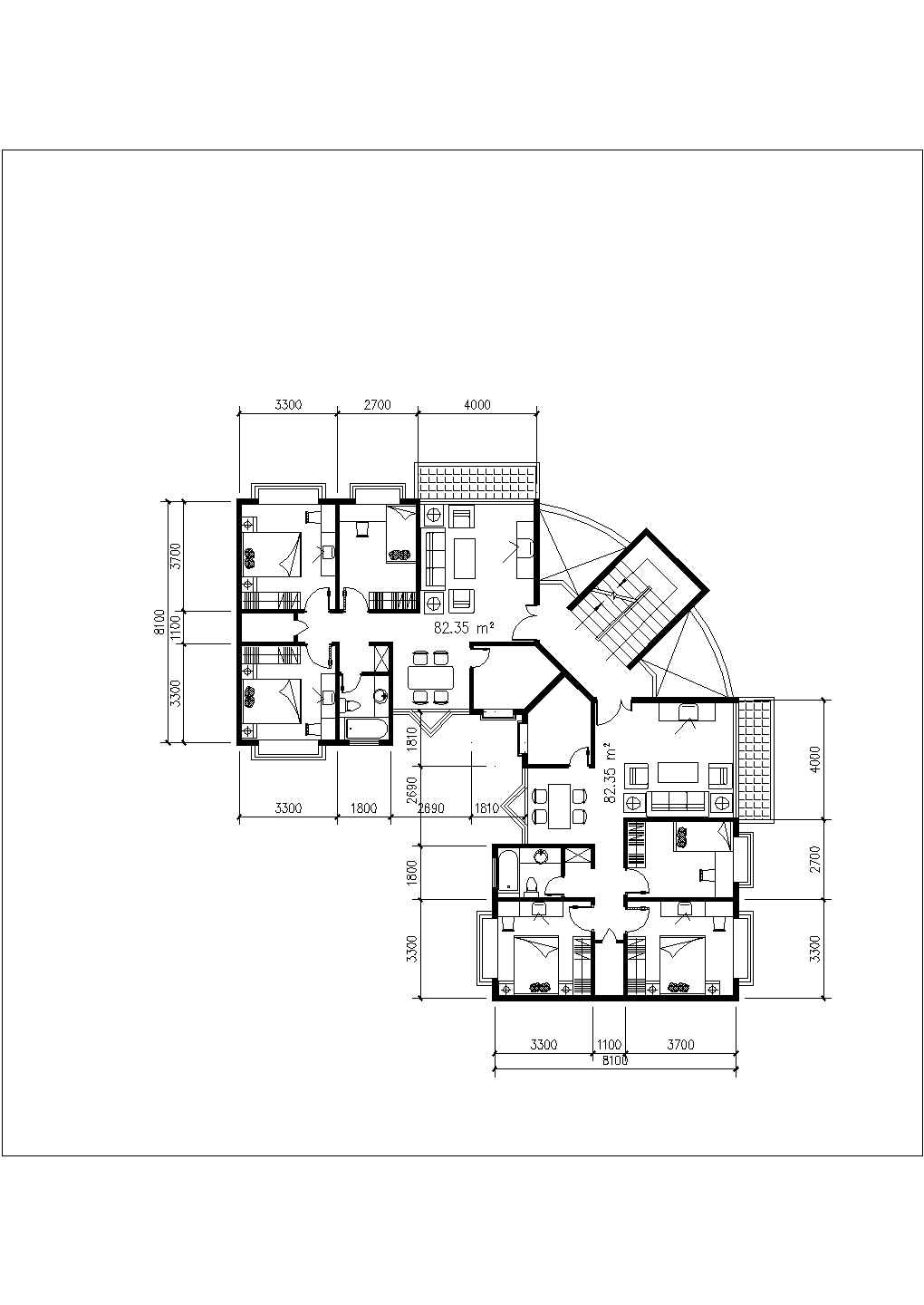 多层与小高层单体住宅建筑户型平面