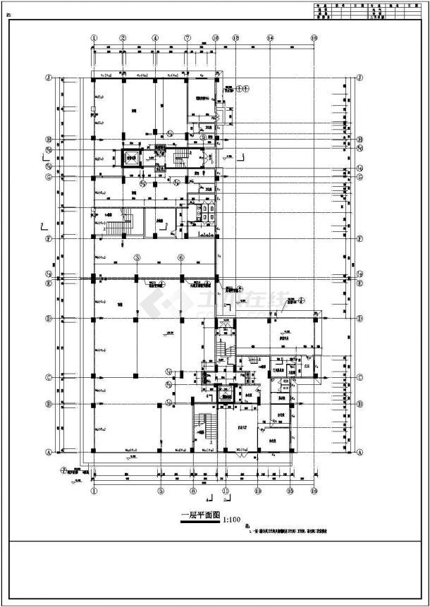 某多层商住楼全套施工设计cad图纸（含效果图）-图二
