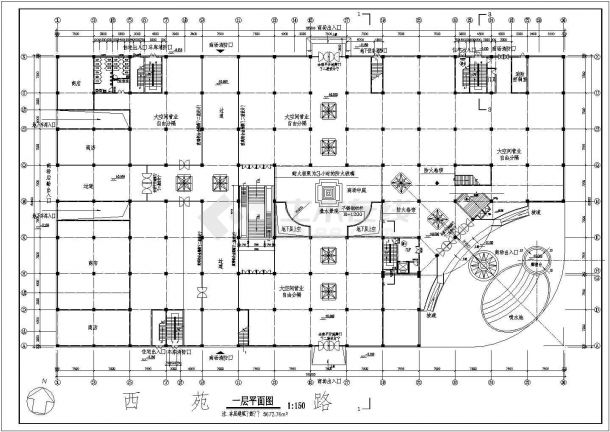某地商场建筑设计方案图（共3张）-图一
