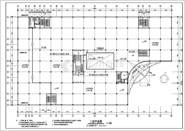 某地商场建筑设计方案图（共3张）-图二
