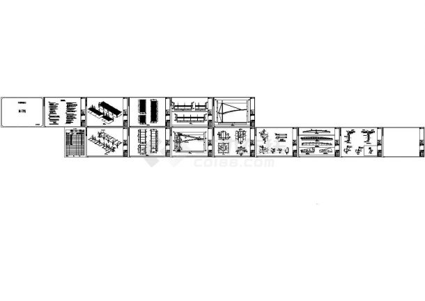 6米汽车棚膜结构施工cad图，共十四张-图二