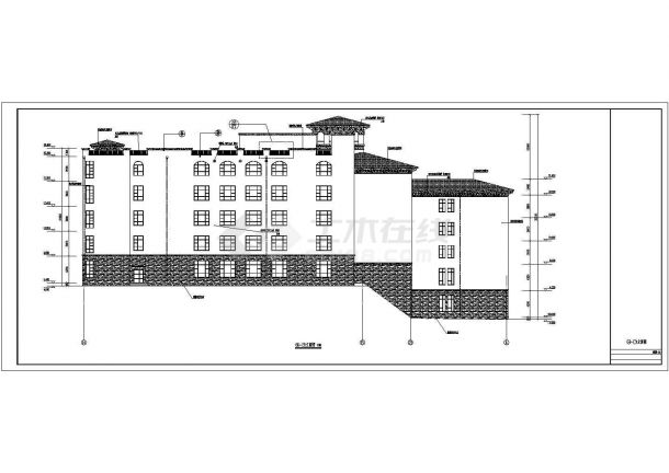 大连五层框架结构疗养院建筑设计施工图-图二