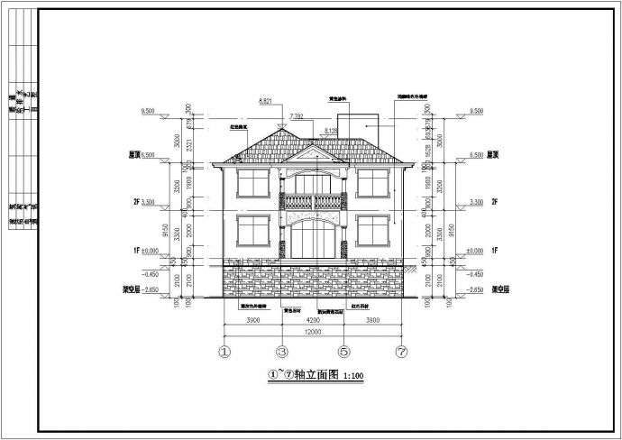 某小区二层带架空层别墅建筑设计施工图_图1