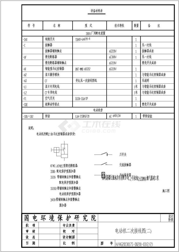 国电新疆某电厂烟气脱硝电气施工图（6张）-图一