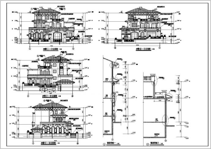 某地3层框架结构欧式风格别墅建筑施工图_图1