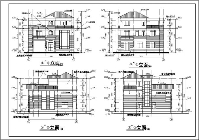某地区三层剖屋面别墅建筑设计方案_图1