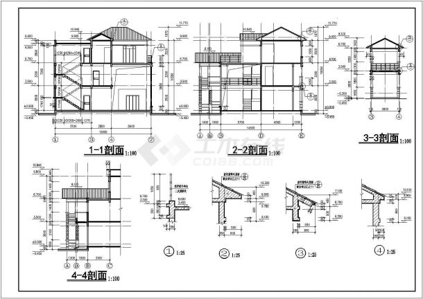 某地区三层剖屋面别墅建筑设计方案-图二