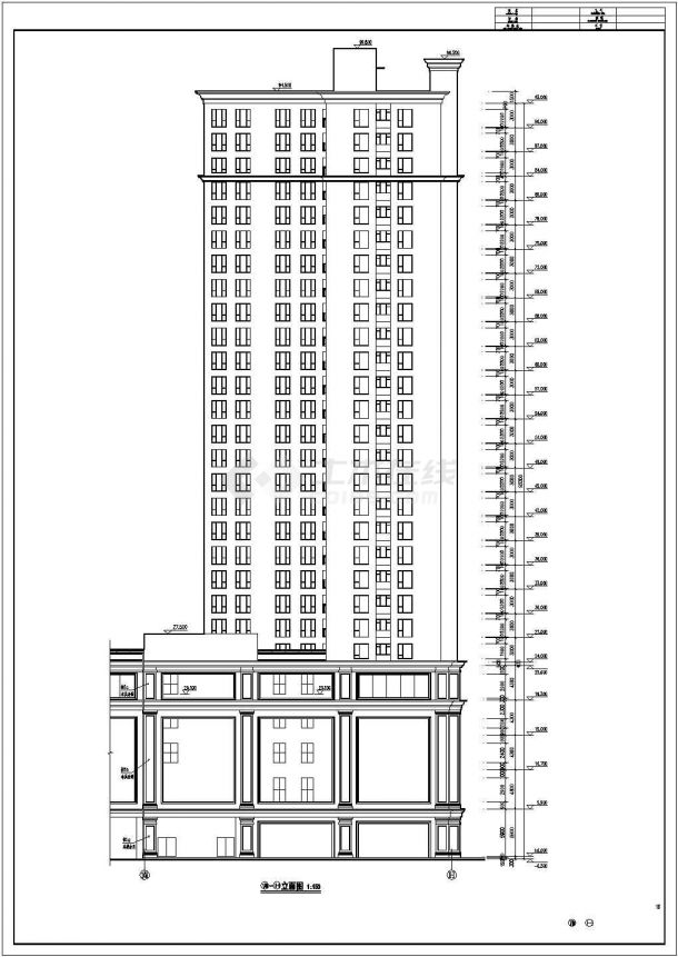 某地二十八层框架结构商住楼建筑设计施工图-图一