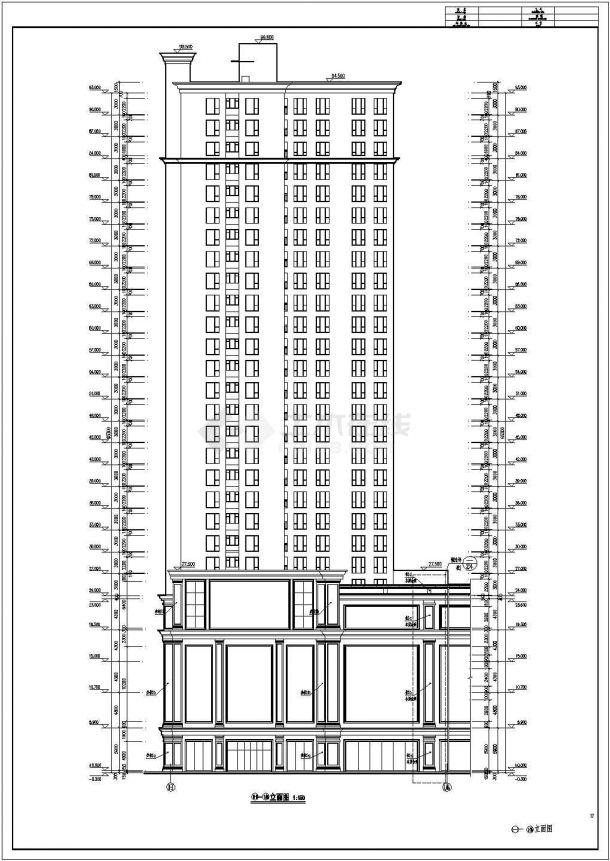 某地二十八层框架结构商住楼建筑设计施工图-图二