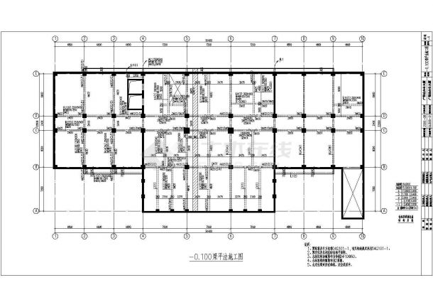 4层框架剪力墙结构办公楼结构施工图-图二
