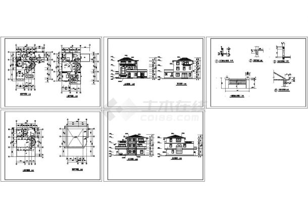 3层L型别墅全套建筑设计施工图-图一