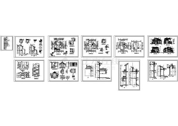 3层474.19平米框混结构别墅全套建筑设计施工图-图一