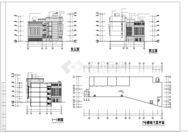 某地四层现代风格商业中心建筑设计图-图二