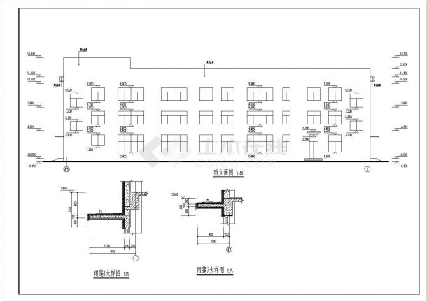 某公司三层框架结构餐厅建筑施工图-图二