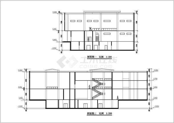 某地区带咖啡厅三层展览馆建筑设计方案-图二