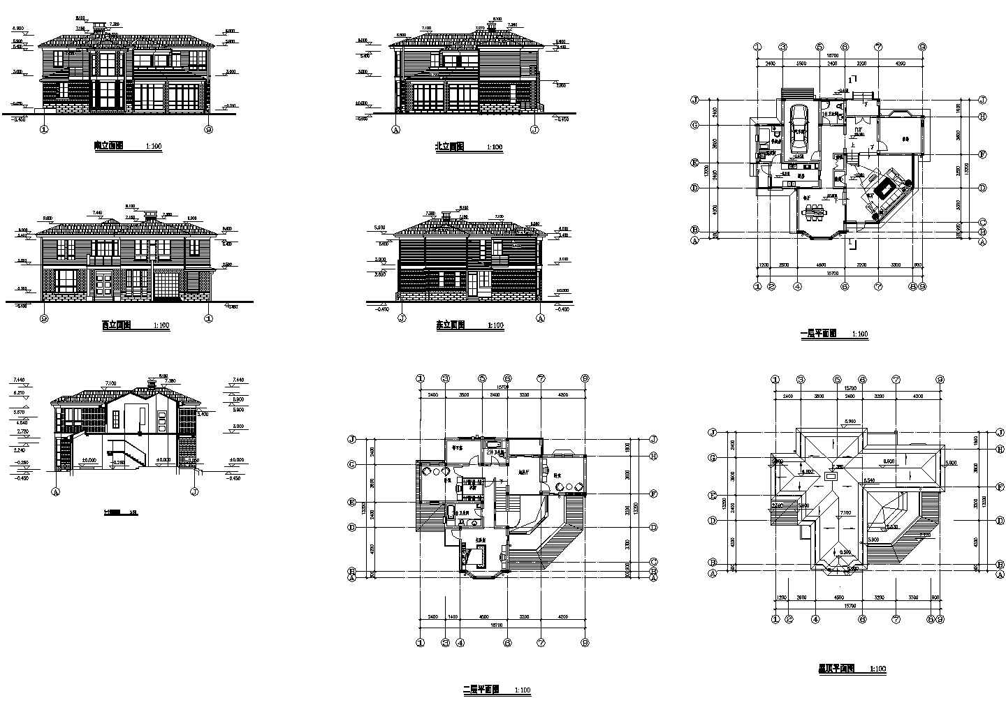 某二层独栋现代风格别墅CAD图纸设计