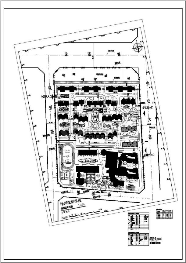 某居住小区+配套小学幼儿园规划设计方案-图一