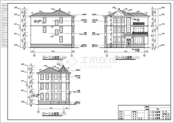 某地区三层斜屋面别墅建筑设计施工图（含结构设计）-图一