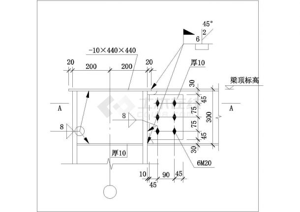 沧州梁柱连接柱顶节点CAD大样构造节点图-图二