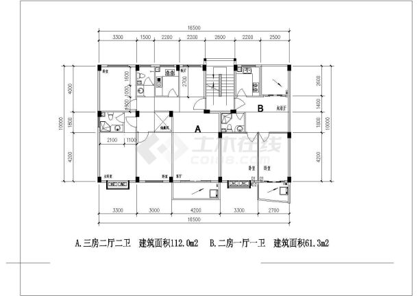 百套多层、中高层住宅楼平面户型图方案设计-图二