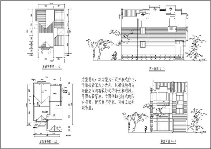 某新农村三层联式住宅别墅建筑设计方案_图1