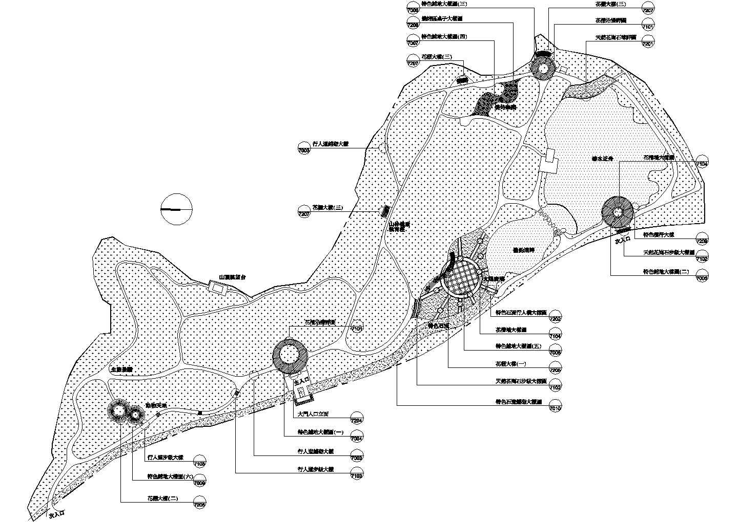 山林公园总体规划平面设计CAD图