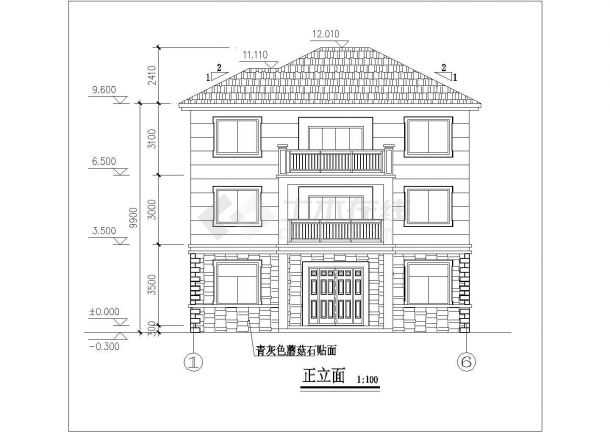 某地区乡村三层别墅建筑设计方案图-图一