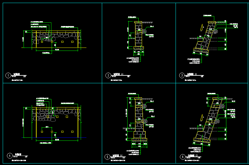 不同高度毛石挡土墙施工图