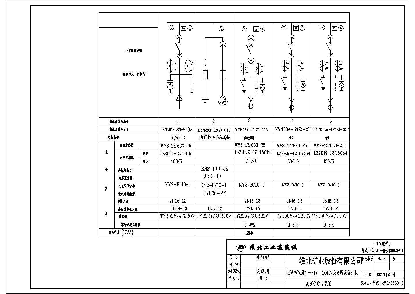 淮北某小区10KV变电所全套施工图（7张）