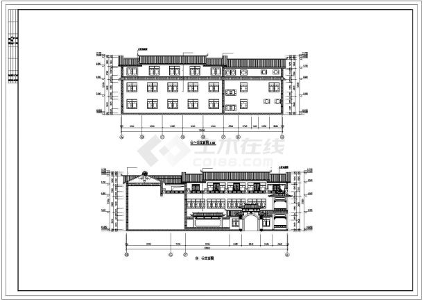 某三层框架结构仿古建筑设计方案图-图二