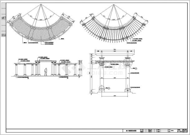 某地景观工程欧式弧形廊架建筑施工图-图一