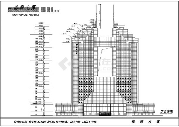 某地33层核心筒结构美丰大厦建筑方案设计图-图一